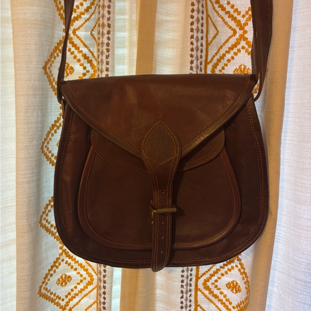Vintage Genuine Leather Saddle Bag Crossbody - Oklahoma Seal 1907 - Western Boho
